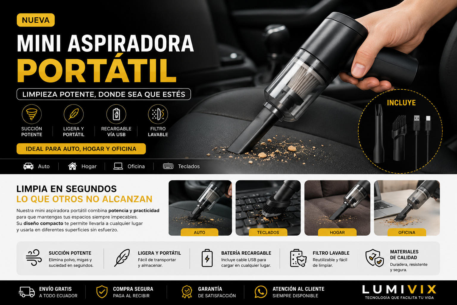 MINI ASPIRADORA PORTATIL